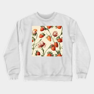 Vintage Floral Cottagecore Romantic Strawberry Flower Design Crewneck Sweatshirt